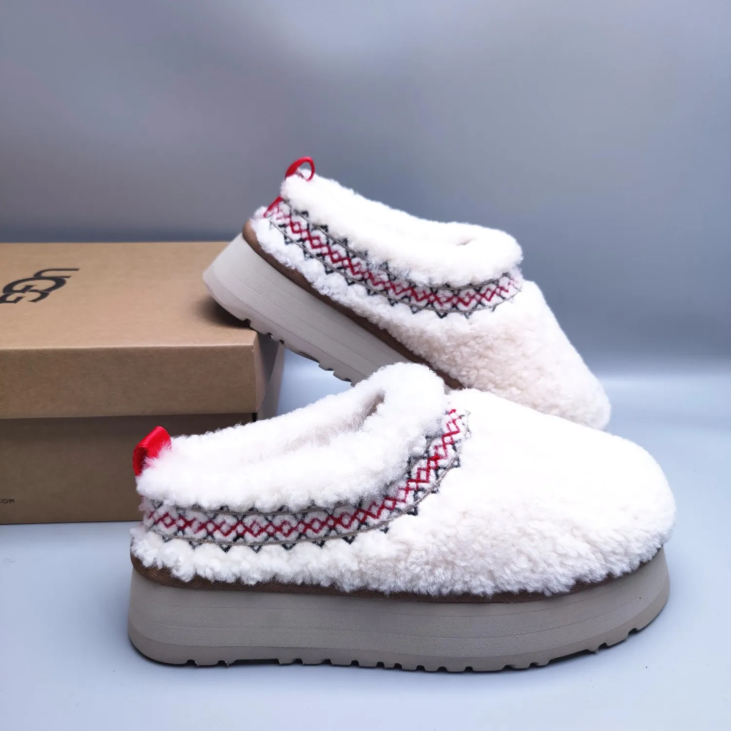 💰520 UGG sheepskin all-in-one snow boots 3976 Thick-soled ethnic style teddy roll women’s style Color: Teddy Brown White Black Size: 35-41